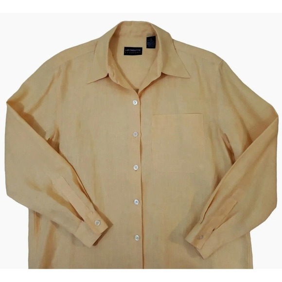 Liz Claiborne ~Woman Size S~ Yellow 100% Linen Shirt Blouse Boho/Beach Tunic. - Picture 13 of 16
